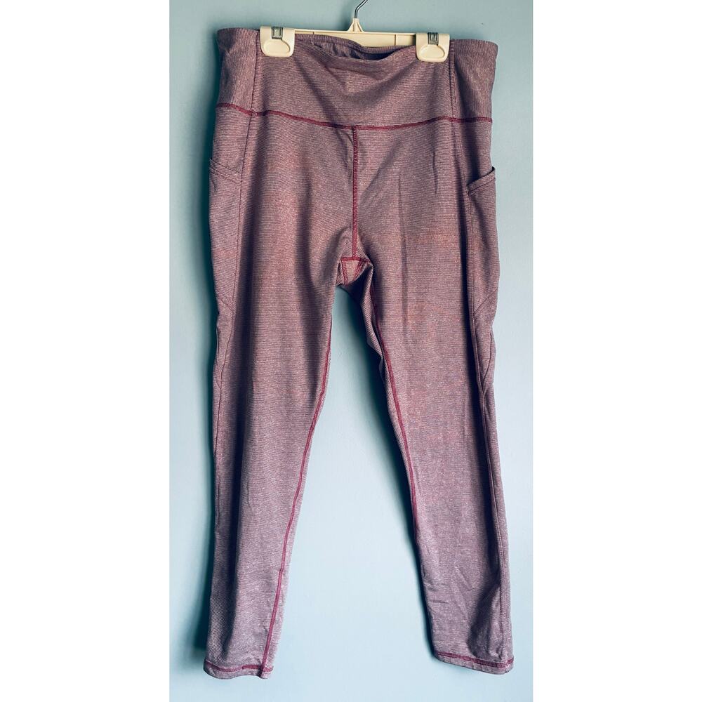 Danskin Leggings Pink White Striped Large